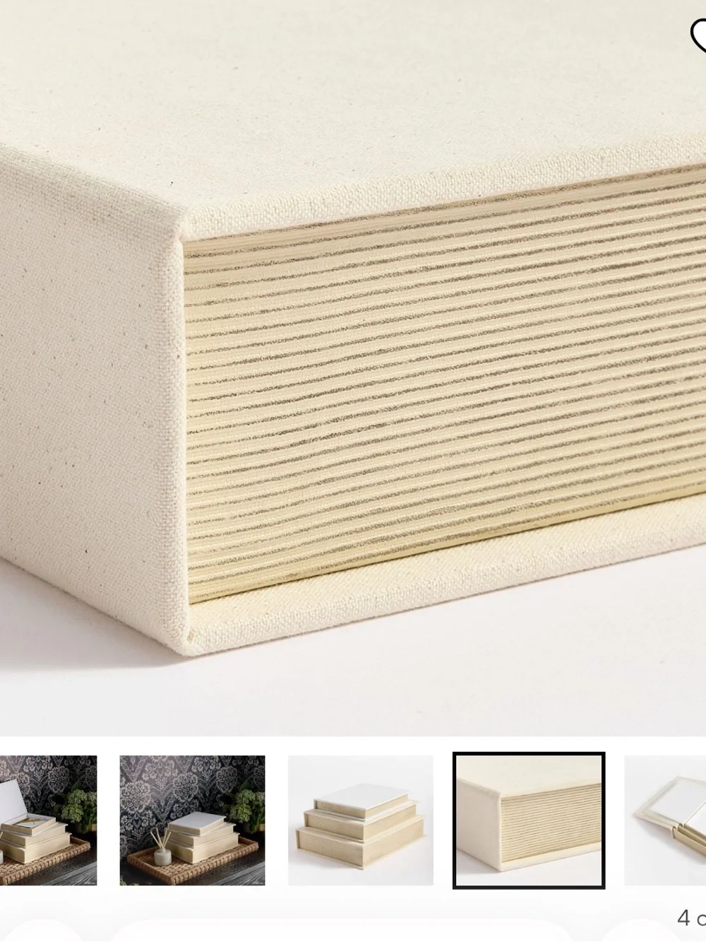 Pottery Barn Neutral Linen Stacked Storage Books - Cream Set of 2